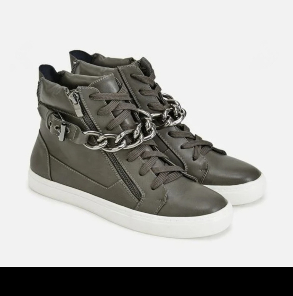 Justfab gray high top Buckle/Zip/Tie sneakers